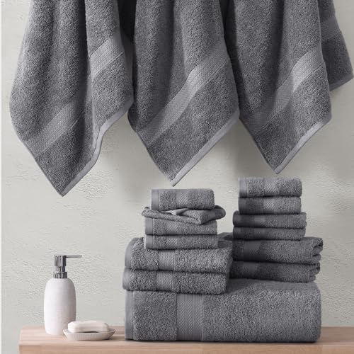 24-Piece Bath Towel Set 100 Cotton bath time moments Cool Grey