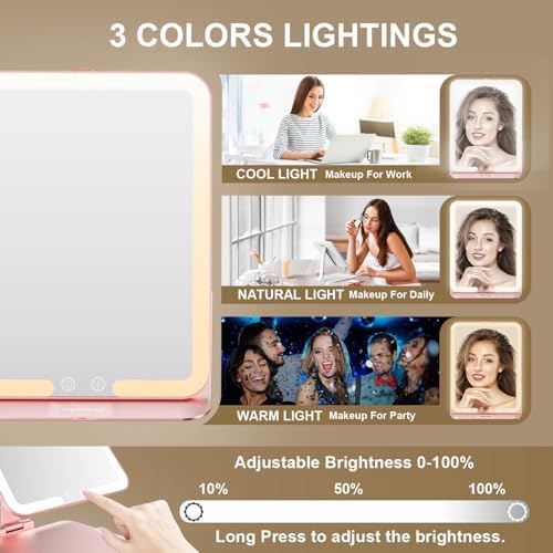Mocado Rechargeable Travel Makeup Mirror with Light - Rose Gold 1