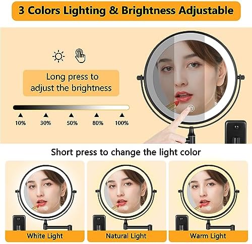 Decluttr Heavy Duty Light Emitting 8-Inch Rechargeable Mirror