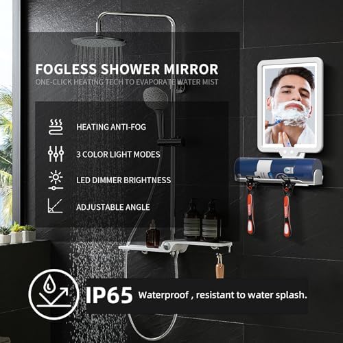 Fogless Heated 95x7in Shower Mirror with Storage for Shaving