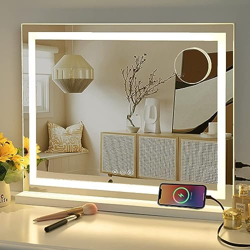 Sucedey 23x18 Inch Makeup Mirror with Lights and USB Charging