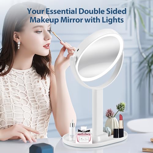 MIYADIVA Double-Sided Makeup Mirror with LED Lights