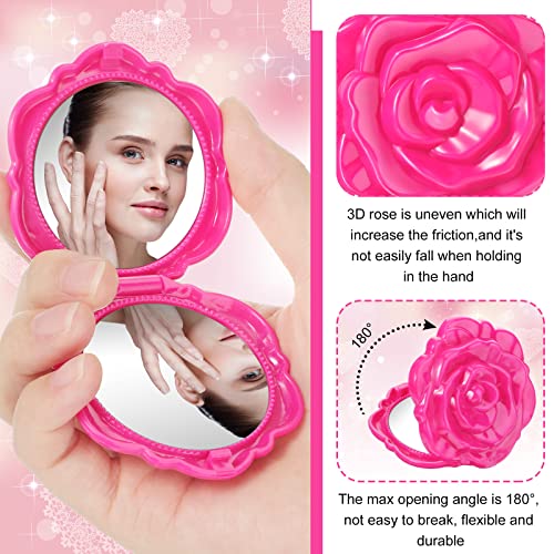 Exquisite Rose-Shape Compact Mirrors Set