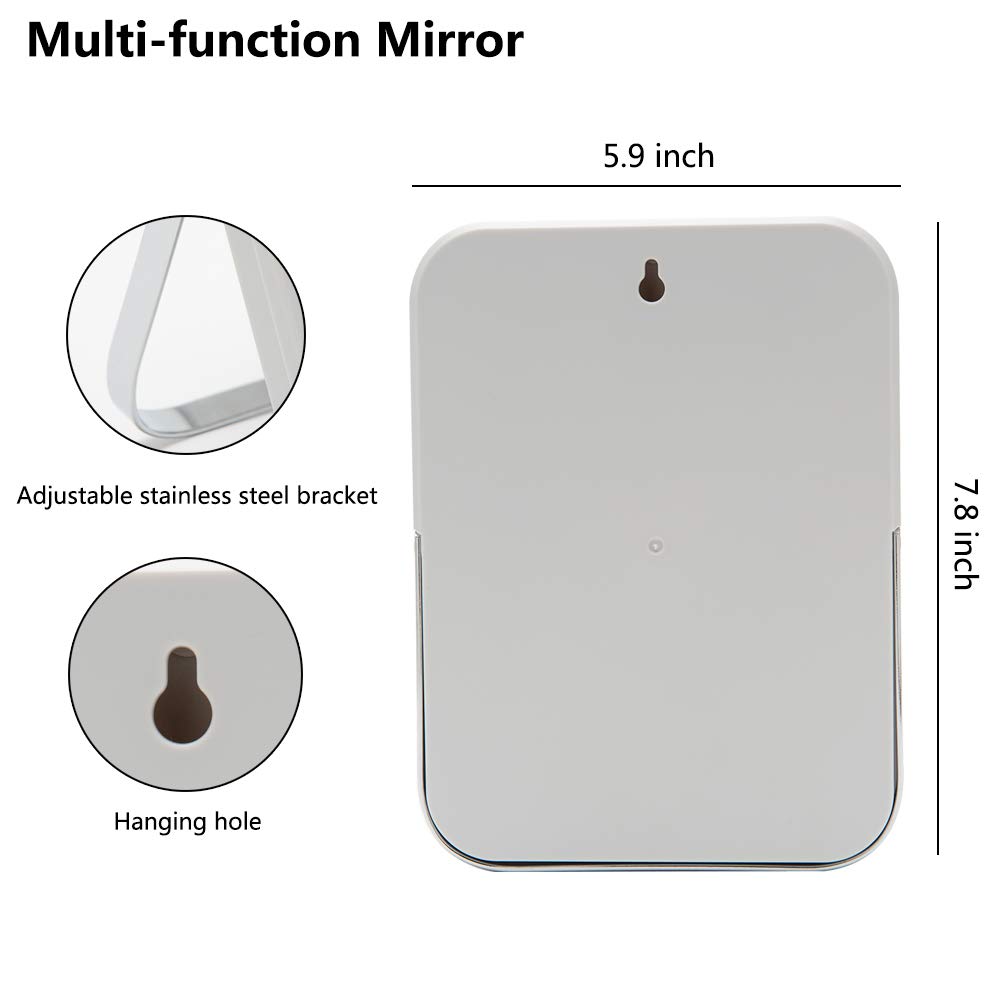 YEAKE 8 Inch Portable Folding Makeup Mirror with Metal Stand Gray
