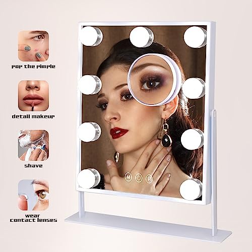 COOLJEEN Vanity Mirror with 360 Lights 10X Magnification