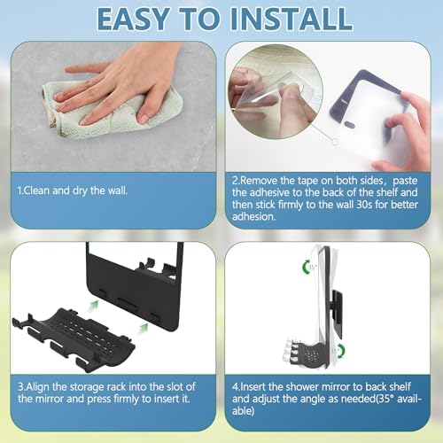 Fogless shower mirror for men women anti-fog storage