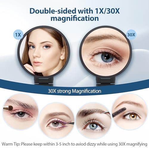 B Beauty Planet 30X Magnifying Mirror with Handle for Precision Makeup