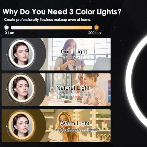Adjustable Makeup Mirror with Light Rotation