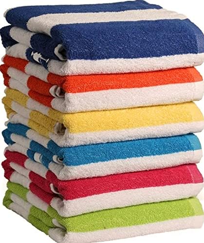 QUBA 100 Cotton Bath Towel Cabana Stripe 6-Pack