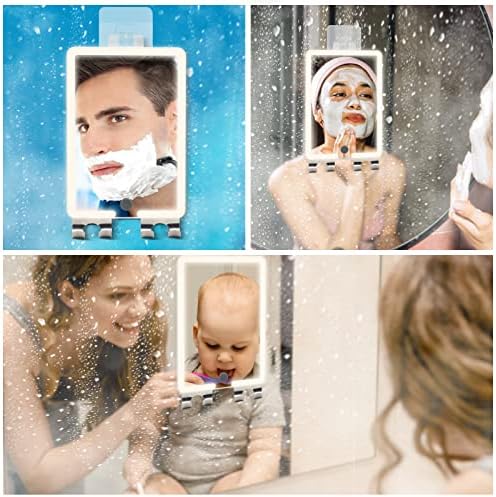 RRtide Heated Shower Mirror - No Fog LED Light Real Glass Rechargeable