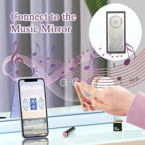 Fench_lin Vanity Mirror for Makeup with Speaker USB Charging