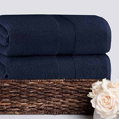 COTTON CRAFT Hotel Spa Bath Sheet - 40x80 - Navy 2Pack