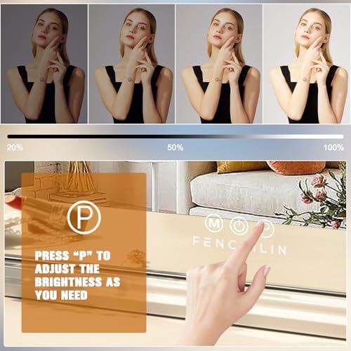 FENCHILIN Vanity Mirror With 15 Dimmable LED Lights 10x Magnifier