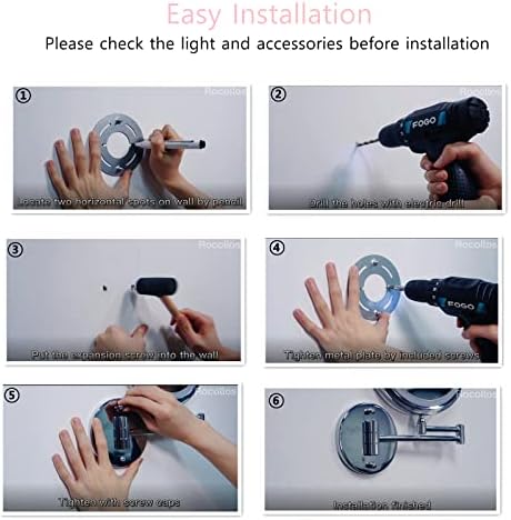 Charged Wall-Mounted Makeup Mirror