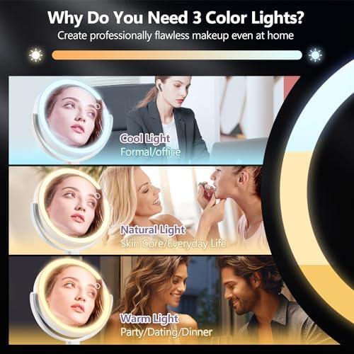 MIYADIVA Dual-Sided 20X Makeup Mirror with Lights