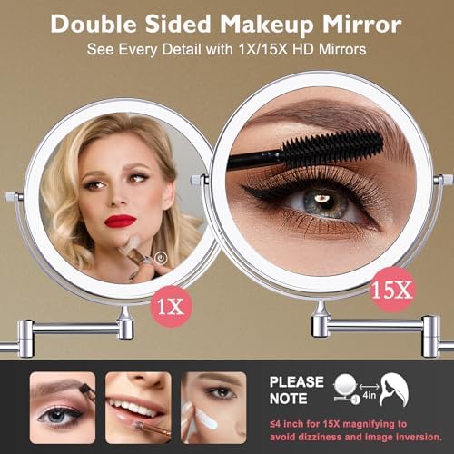 1X15X Wall Mounted Makeup Mirror