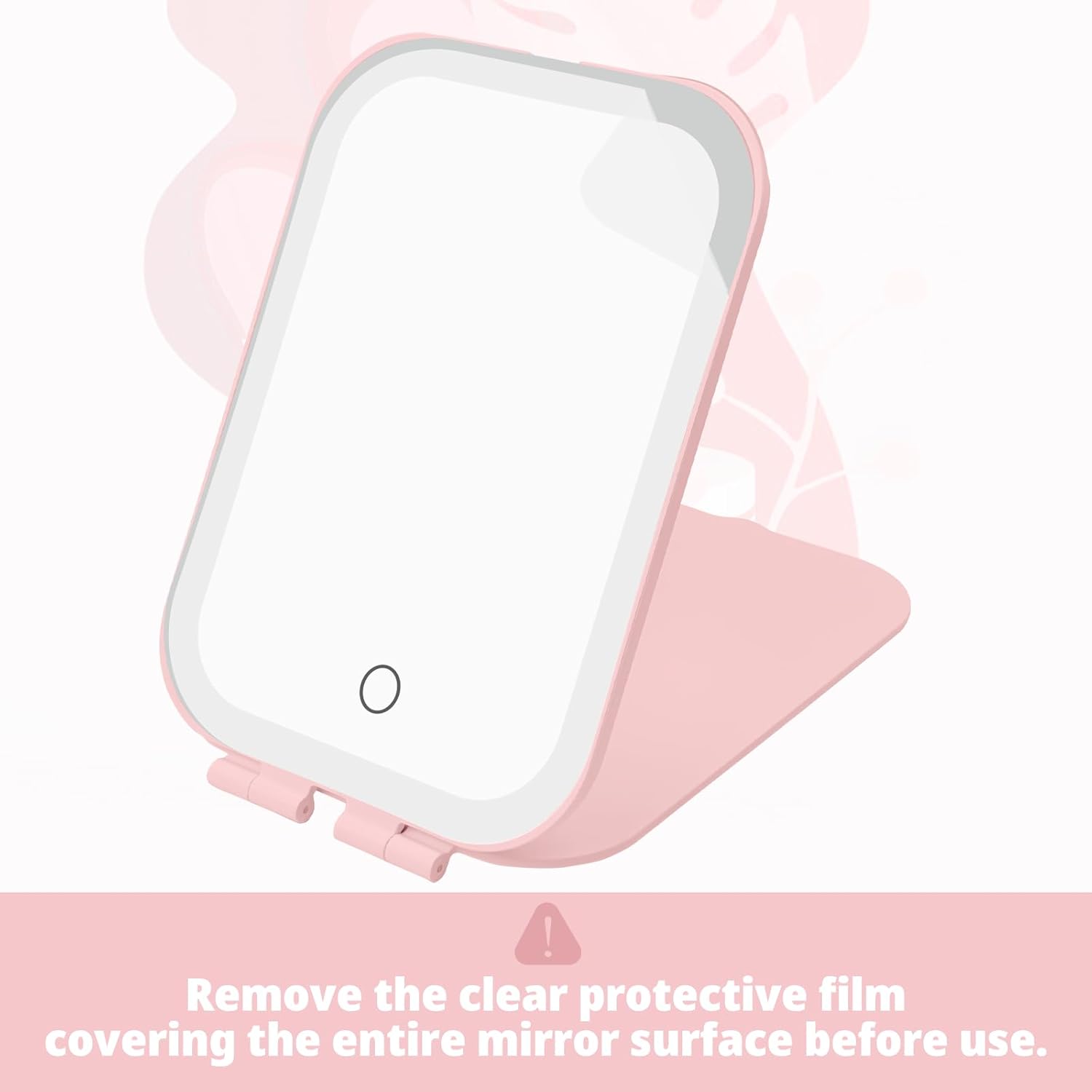 Travel Makeup Mirror 2000mAh Battery-Powered Illuminated Mirror Pink
