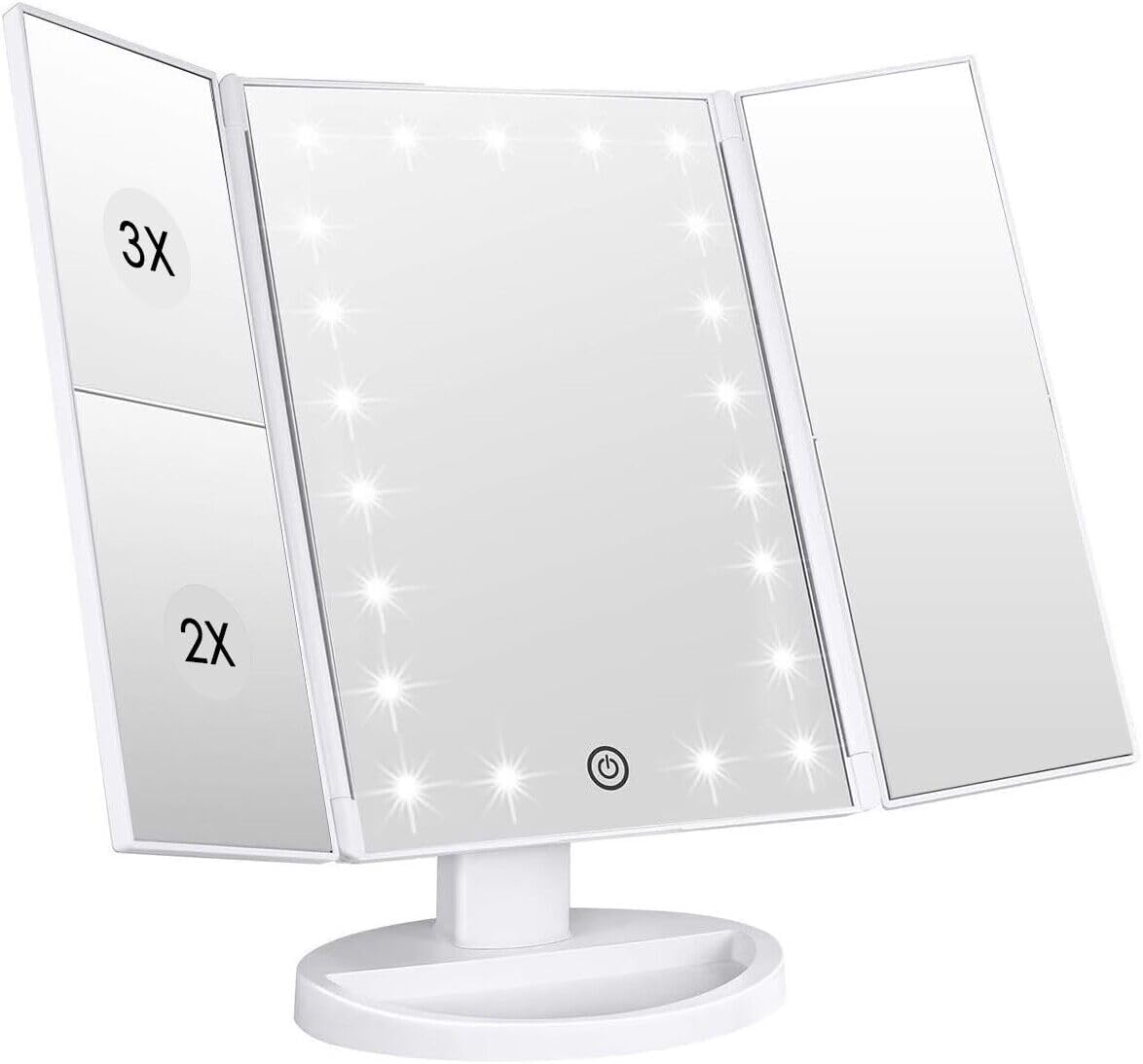Amplified Vanity Mirror with 21 LED aturaL Light 180 Rotatable 3X2X magnification