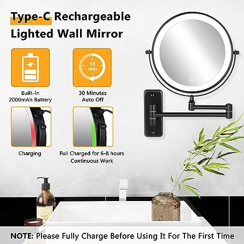 Decluttr Heavy Duty Light Emitting 8-Inch Rechargeable Mirror