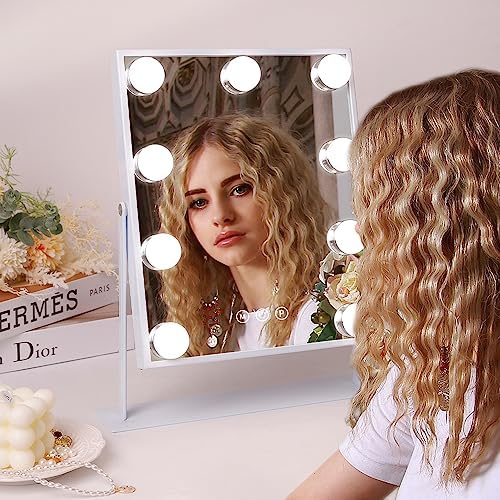 COOLJEEN Vanity Mirror with 360 Lights 10X Magnification