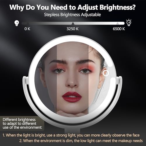 MIYADIVA Dual-Sided 20X Makeup Mirror with Lights