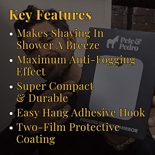 Perfect for Shower Grooming Anti-Fog Shave Mirror by Pete Pedro