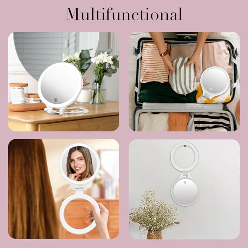 Magnifying Mirror with Light 10X1X Double Sided Travel Mirror