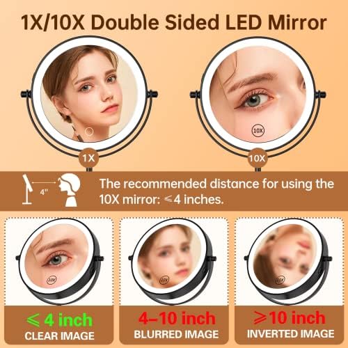Lighted Makeup Mirror with 3 Lights Magnetic Base