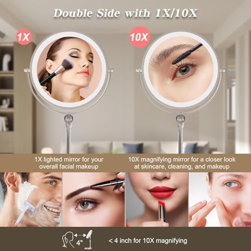 9 Magnifying Makeup Mirror Rechargeable with Lighted Features