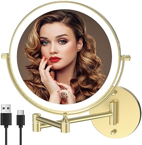 MIROAMZ 8 Wall-Mounted Lighted Makeup Vanity Mirror with 1X 10X Magnification