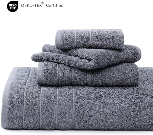 Casa Platino Bath Towels Set - 18 Piece 100 Cotton Towels Cool Grey