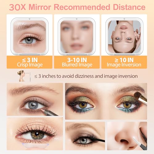 MIYADiva Compact Mirror with 30X Magnification for Travel