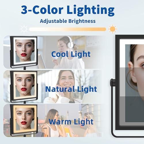 Ruacq Rechargeable Double-Sided Makeup Mirror with Lights