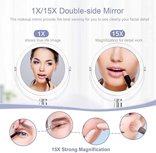 Stylish Double-Sided Makeup Mirror with 1X 15X Magnification