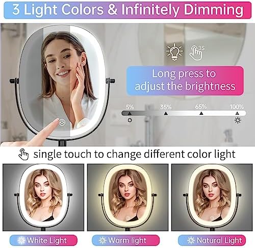 FUNTOUCH Rechargeable Wall-Mounted Lighted Makeup Vanity Mirror