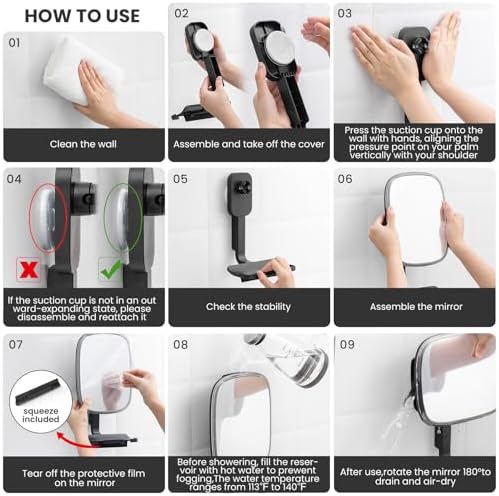 Shower Grooming Mirror with Razor Holder