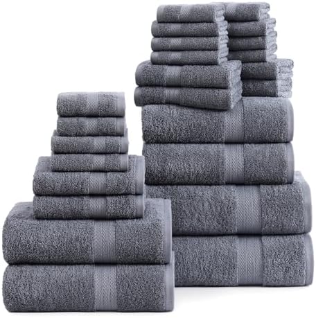 24-Piece Bath Towel Set 100 Cotton bath time moments Cool Grey