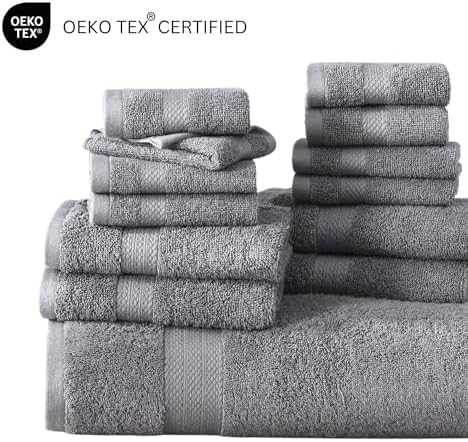 Premium 6-Piece Grey Bath Towels Set for Luxury Bathroom Experience