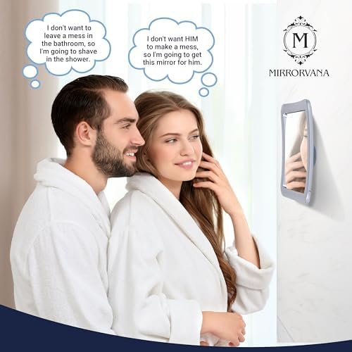 MirrorVana Travel Shower Mirror - Small Chromed Anti-Fog with suction cups