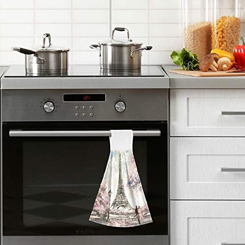 Paris Eiffel Tower Spring Kitchen Hand Towels 2-Piece Pink Set