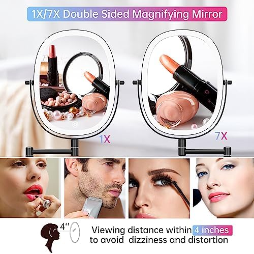 FUNTOUCH Rechargeable Wall-Mounted Lighted Makeup Vanity Mirror