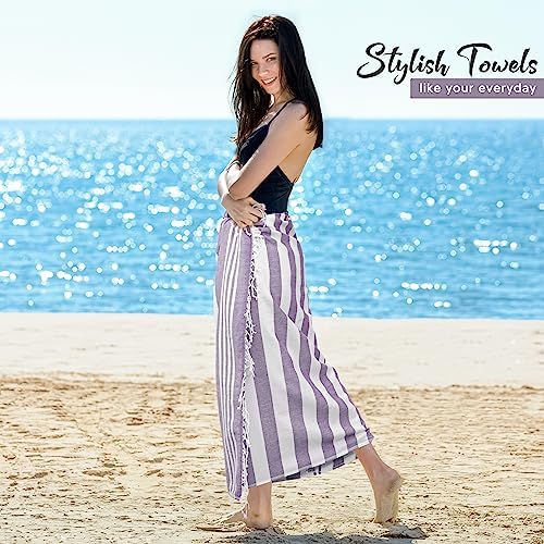 Utopia 4-Pack Turkish Beach Towels - 40x72 inches Soft Quick-Dry