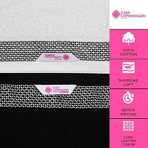 Soothing Solitaire Mix 6-Piece Egyptian Cotton Towels Set White Jet Black