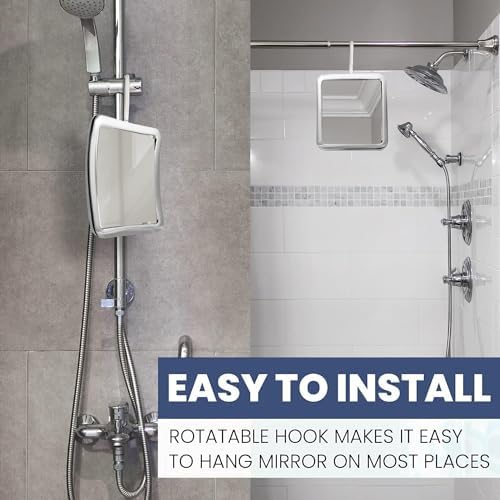 Mirrorvana 360 Hanging Shower Mirror with Anti-Fog Shatterproof Surface