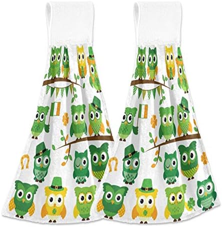 St Patricks Day Owls Kitchen Towels