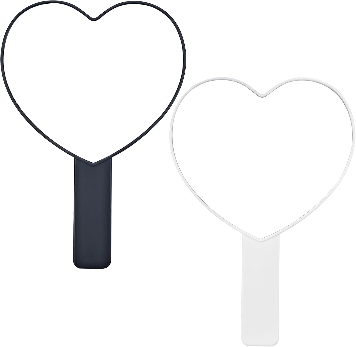 2-Piece Heart-Shaped Handheld Mirror with Handle for Women Girls