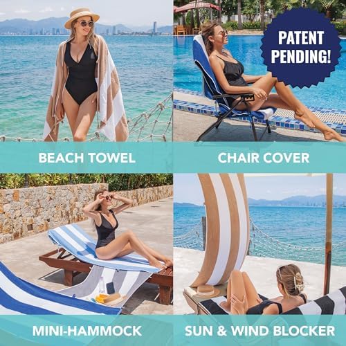 Distinctive Beach Towels Tie-and-Dry Style Cabana Stripe