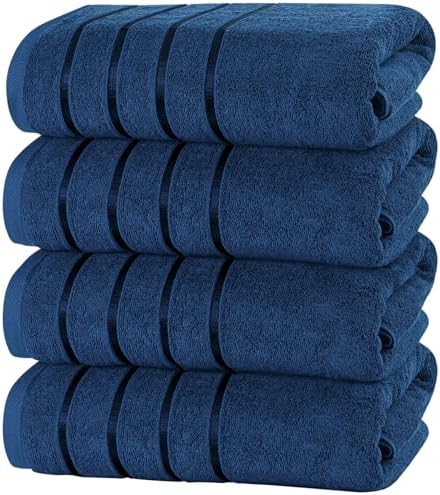 Utopia Towels 4 Pack Premium Viscose Bath Towels Set Navy