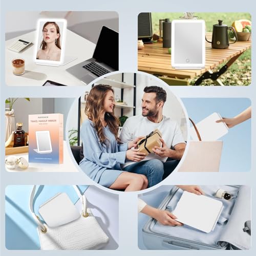 FUNTOUCH Rechargeable Travel Makeup Mirror with 72 LED Lights