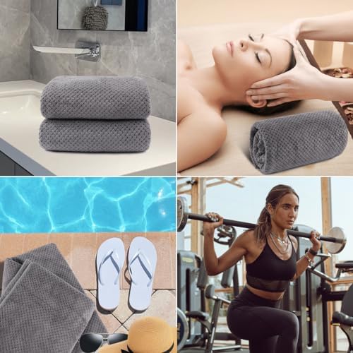 HOMEXCELBath Towels Set 4 27x54 Ultra Soft-absorbent Lightweight grey
